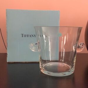 Vintage Tiffany Crystal Ice Bucket - scroll handles
